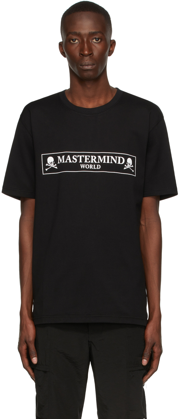 mastermind WORLD: Black Boxed Logo T-Shirt | SSENSE UK