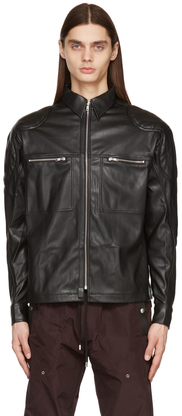Ssense Abbigliamento Cappotti e giubbotti Giacche Giacche di pelle Black Faux-Leather Biker Jacket 
