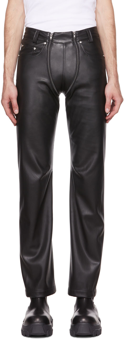 Black Faux-Leather Lounge Pants Ssense Uomo Abbigliamento Pantaloni e jeans Pantaloni Pantaloni di pelle 