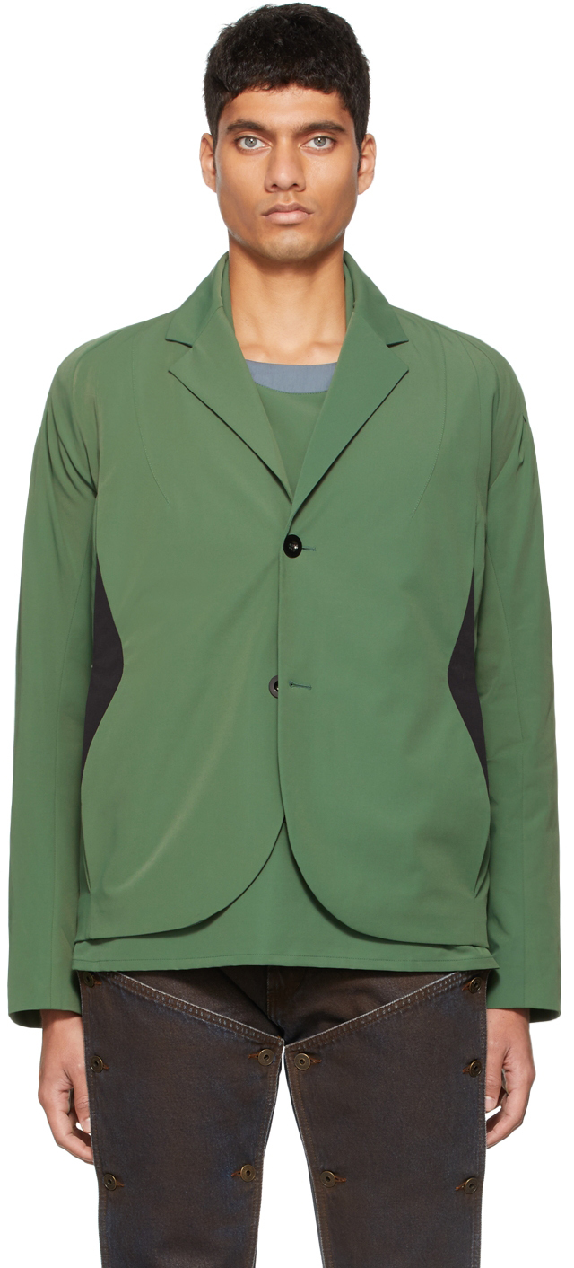 Kiko Kostadinov Green Harkman Darted Shoulder Blazer | Smart Closet