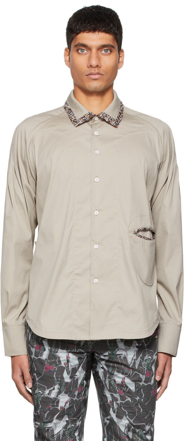 Kiko Kostadinov Taupe Torquils Pocket Shirt | Smart Closet