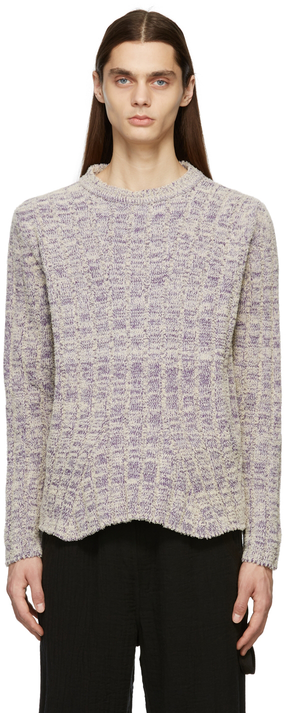 Kiko Kostadinov Off-White & Purple Harkman Knit Sweater | Smart Closet