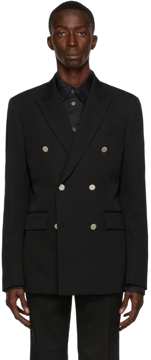 Yuki Hashimoto: Black Double-Breasted Blazer | SSENSE