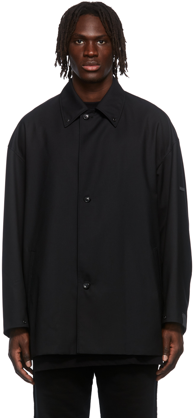 Black Balmacaan Jacket by N.Hoolywood on Sale