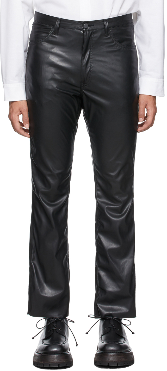 Black Synthetic Leather Pants