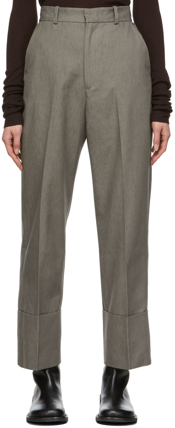 Grey Fold Trousers by HOPE on Sale