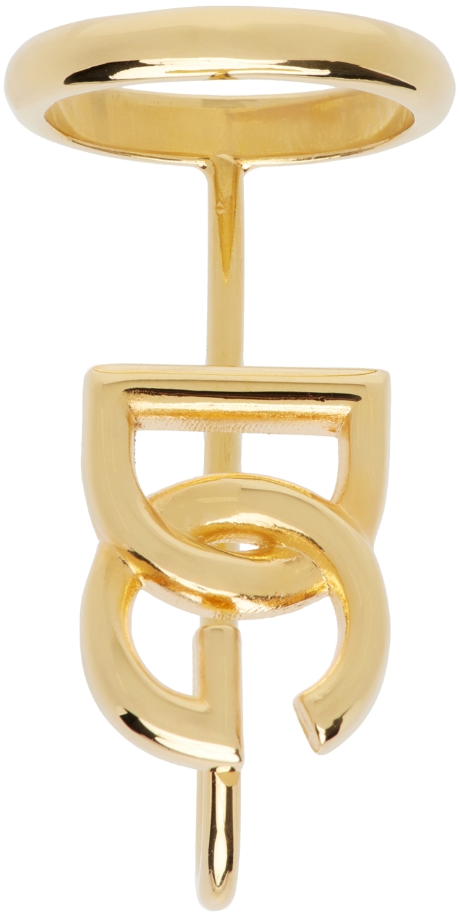Dolce & Gabbana Gold 'DG' Crossed Logo Finger Ring