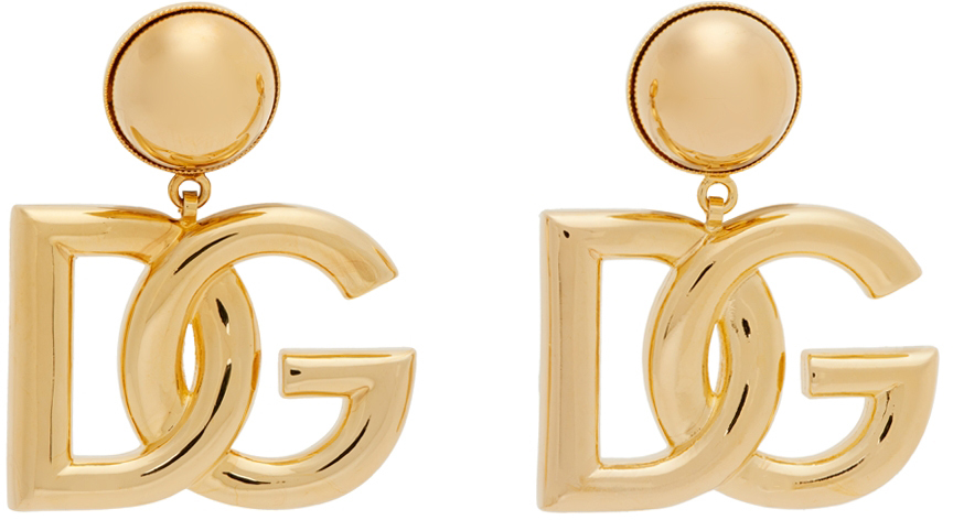 Gold DG Logo Clip-On Earrings by Dolce & Gabbana on Sale