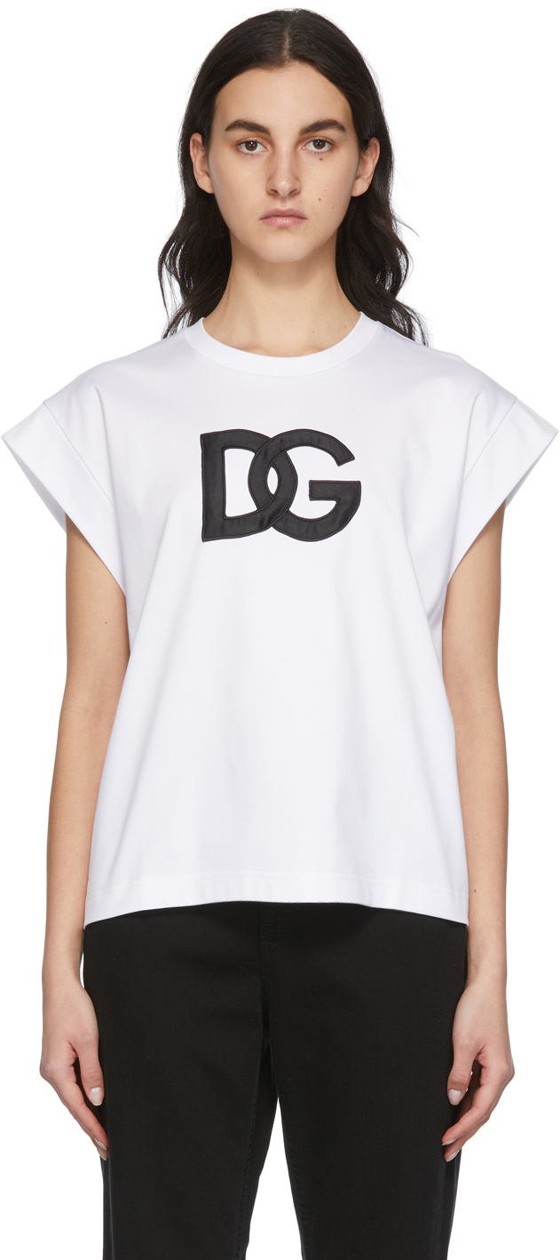 White Interlock DG T-Shirt by Dolce & Gabbana on Sale