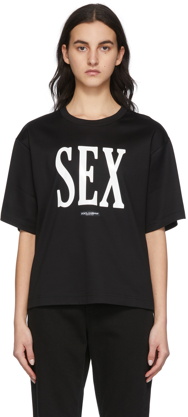 Company Electrify minimum Black Oversized 'Sex' T-Shirt by Dolce & Gabbana on Sale