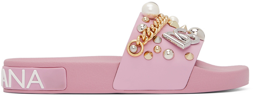 Dolce & Gabbana Pink Charms Beach Slides