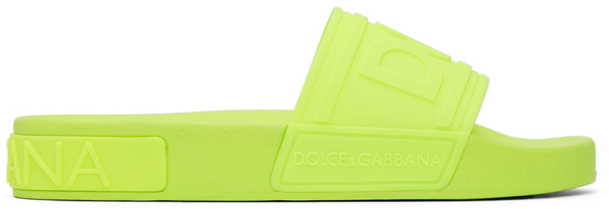Dolce & Gabbana Yellow Rubber Beach Flat Sandals