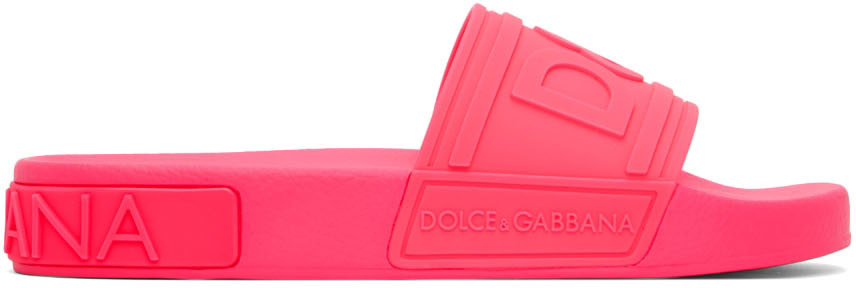 Dolce & Gabbana: Pink Rubber Beach Slides | SSENSE