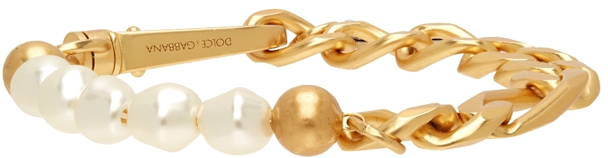 Gold DG Logo Pearl Bracelet