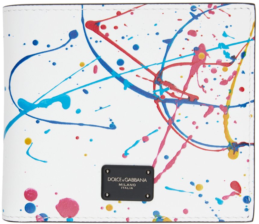 DOLCE & GABBANA WHITE PAINT SPLATTER BIFOLD WALLET 