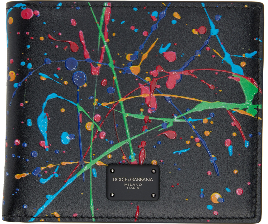 Dolce & Gabbana Black Paint Splatter Bifold Wallet In Hn3ay Pollock Fdo Ne  | ModeSens