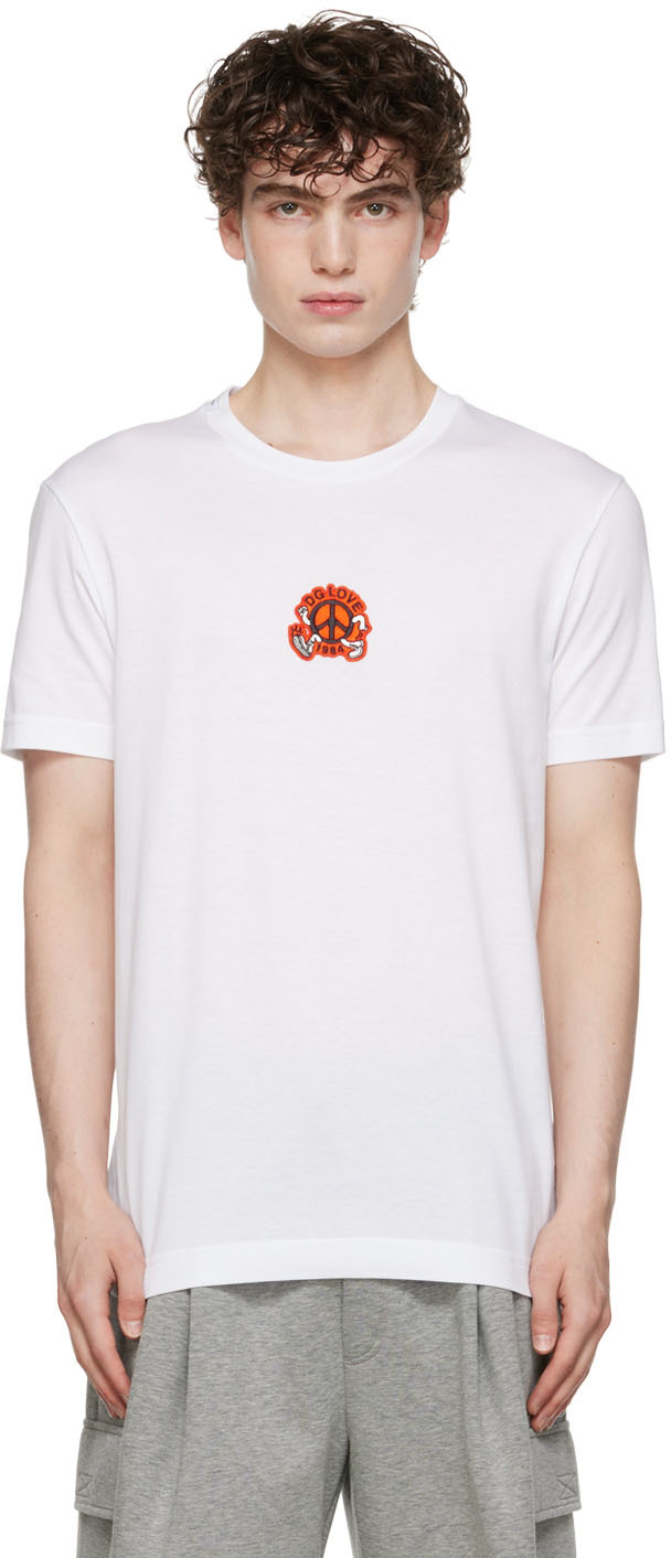 White Reborn To Live T-Shirt by Dolce&Gabbana on Sale