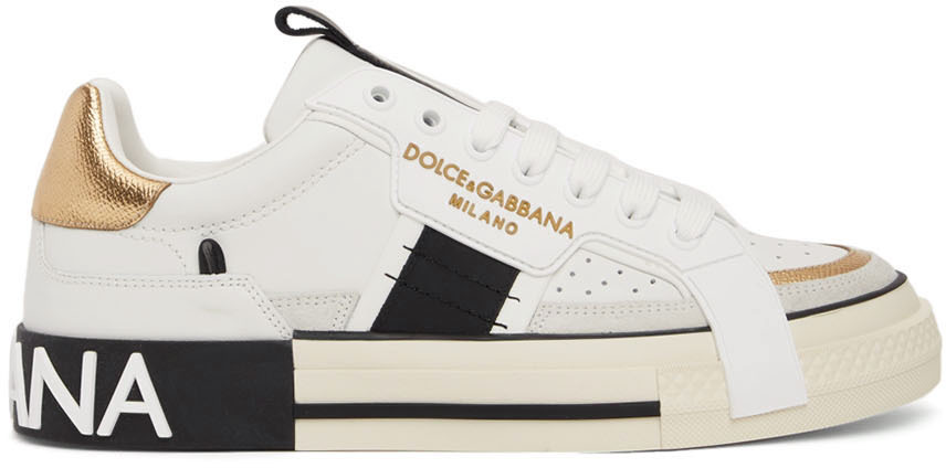 Dolce & Gabbana White & Black Contrasting 2.Zero Sneakers