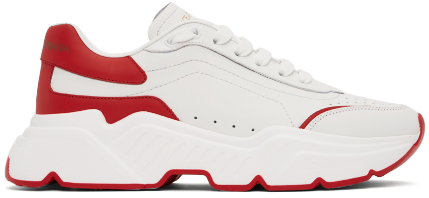 Dolce & Gabbana White & Red Daymaster Sneakers
