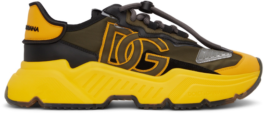 Dolce & Gabbana: Yellow & Black Daymaster Sneakers | SSENSE