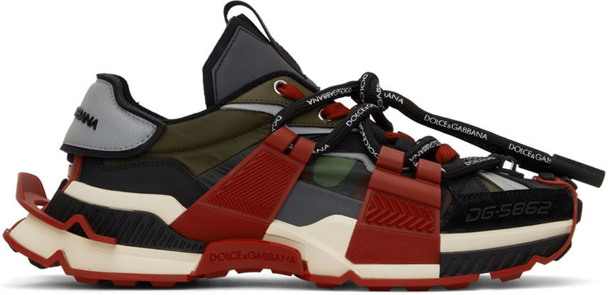 Dolce & Gabbana Red & Green Militare Space Sneakers