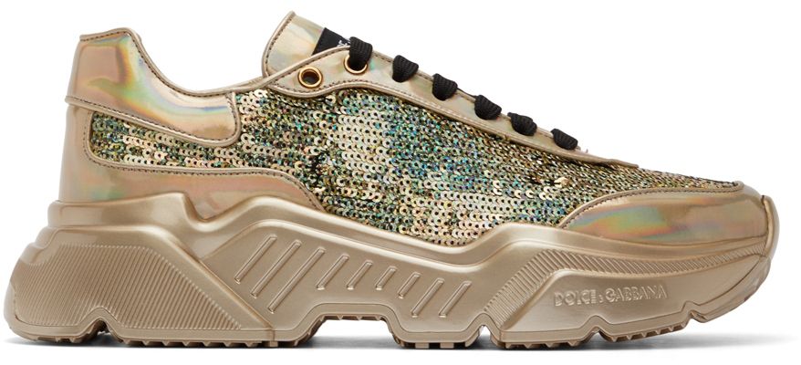 Dolce & Gabbana Gold Daymaster Sneakers In 87498 Oro Antico