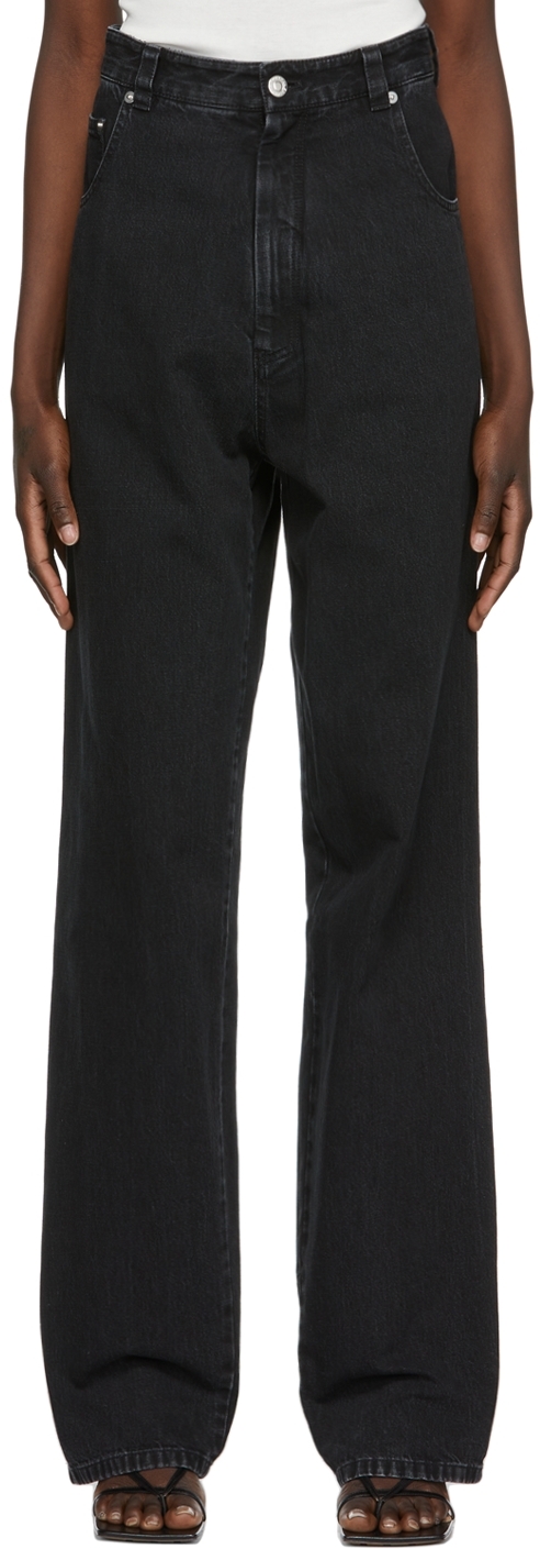 SSENSE Exclusive Black Denim Wide-Leg Jeans