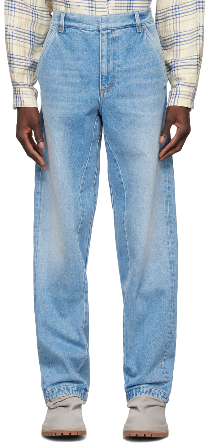 424 Blue Straight-leg Jeans In 89.0 Blue