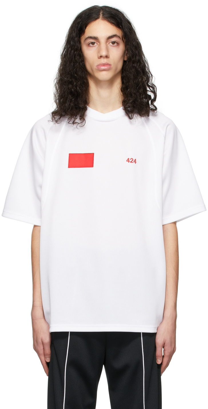 Cotton 424 FourTwoFour424 Printed T-Shirt mit In White T-shirt Logo ...