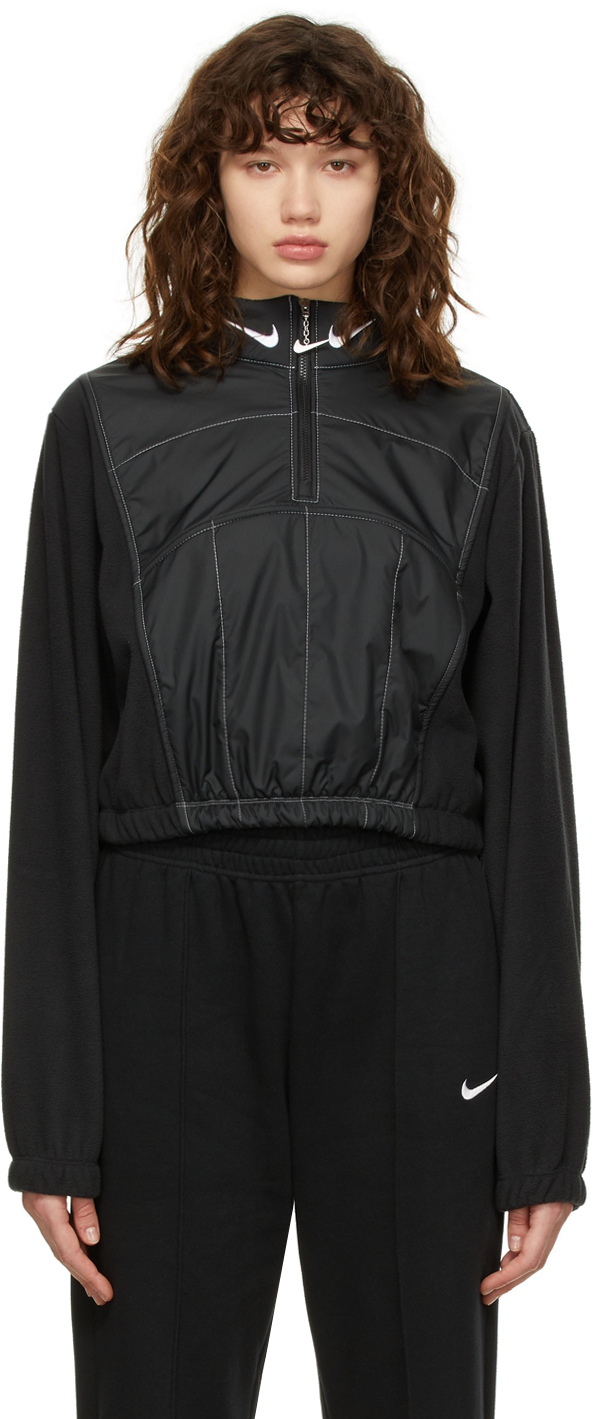 Nike Black Swoosh Plush Zip Jacket