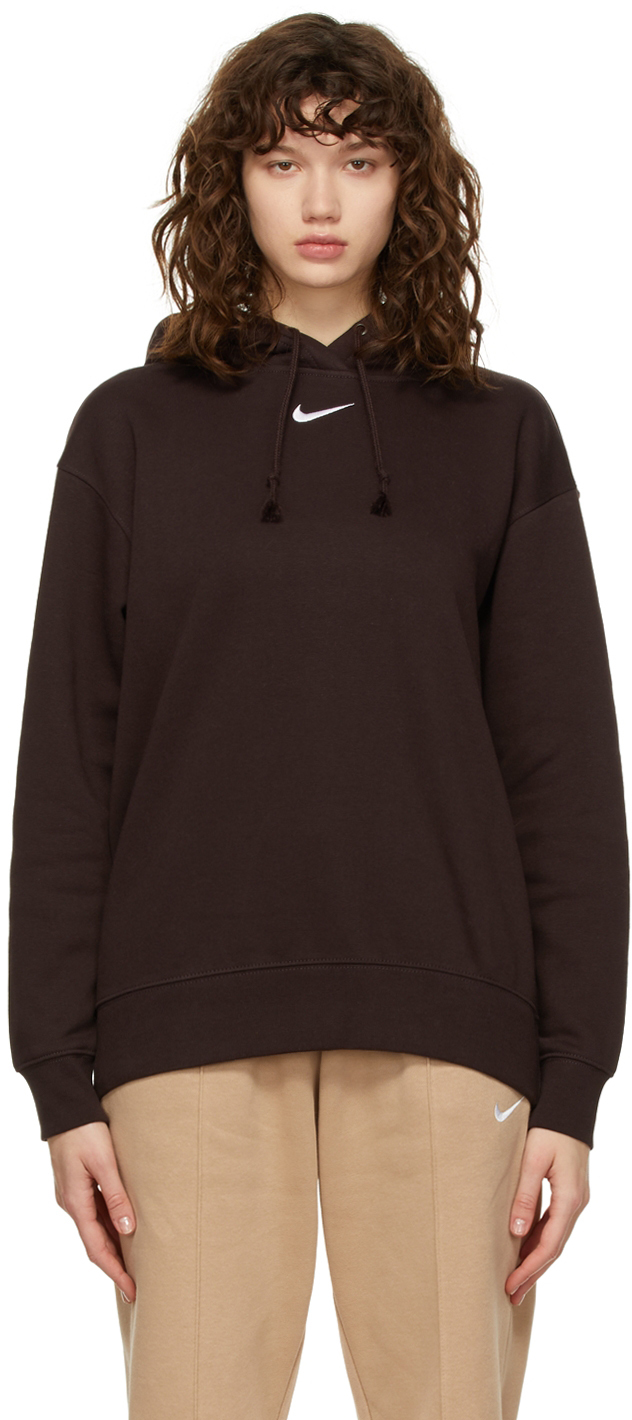 Brown Fleece Hoodie by Nike on Sale