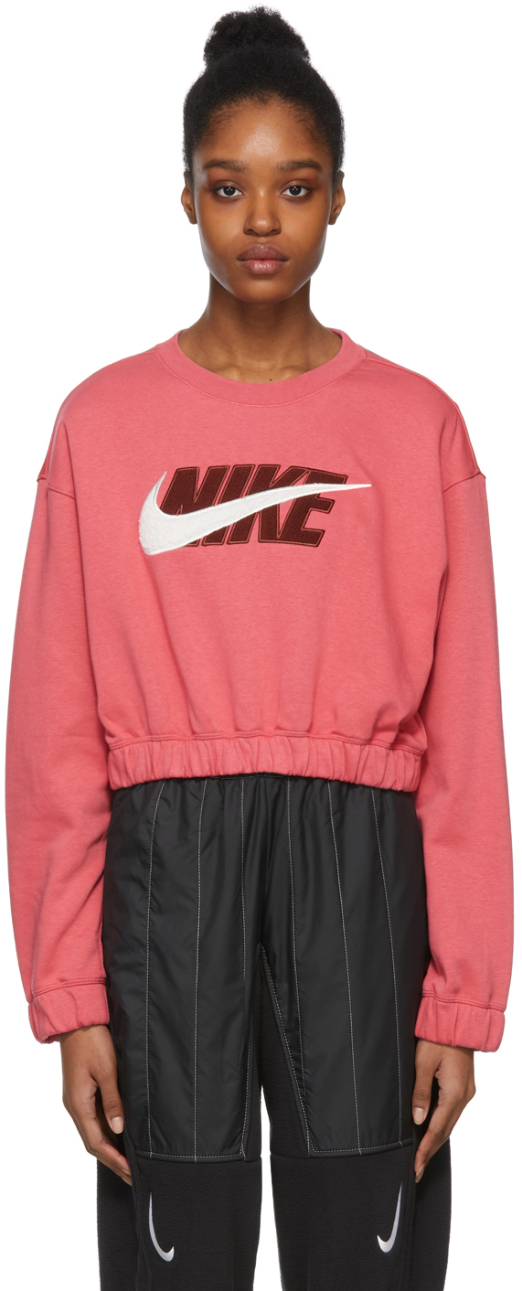 Nike Pink Cropped Fleece Sweatshirt