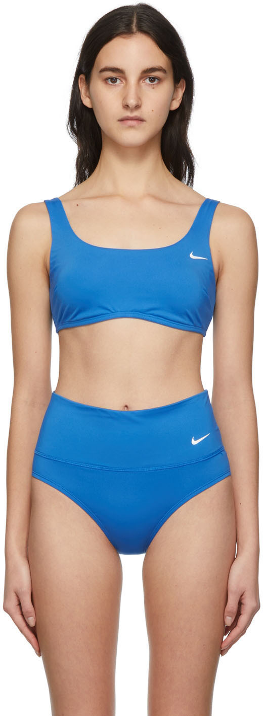 Nike Blue Essential Scoop Neck Bikini Top