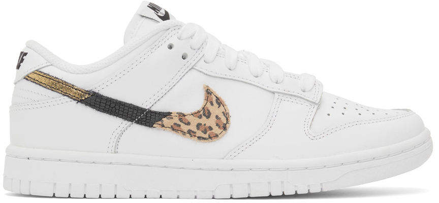Nike Dunk Low Se Leather Low-top Sneakers In 100 White/multi-colo