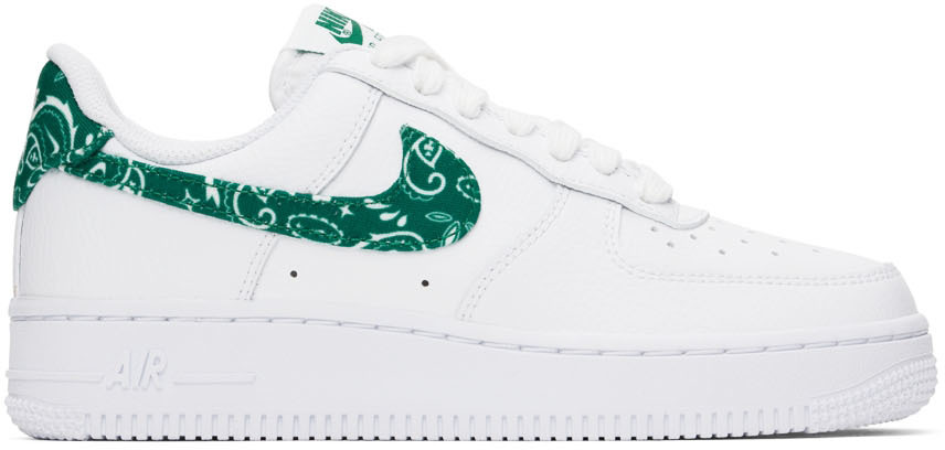 Nike White & Green Air Force 1 '07 Sneakers