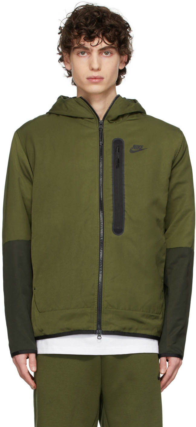 Green NSW Tech Essentials Repel Hooded Jacket by Nike on Sale