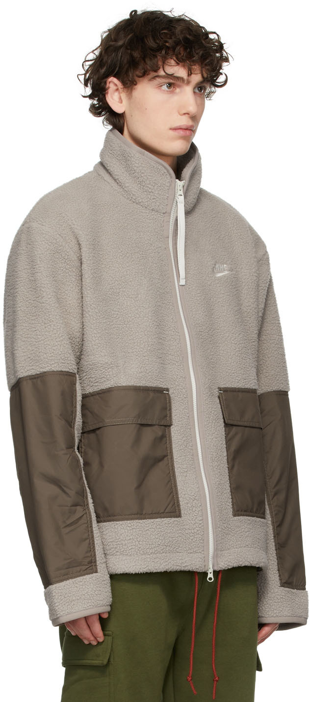 Nike Sport Essentials Full-Zip Sherpa Fleece Jacket in Brown