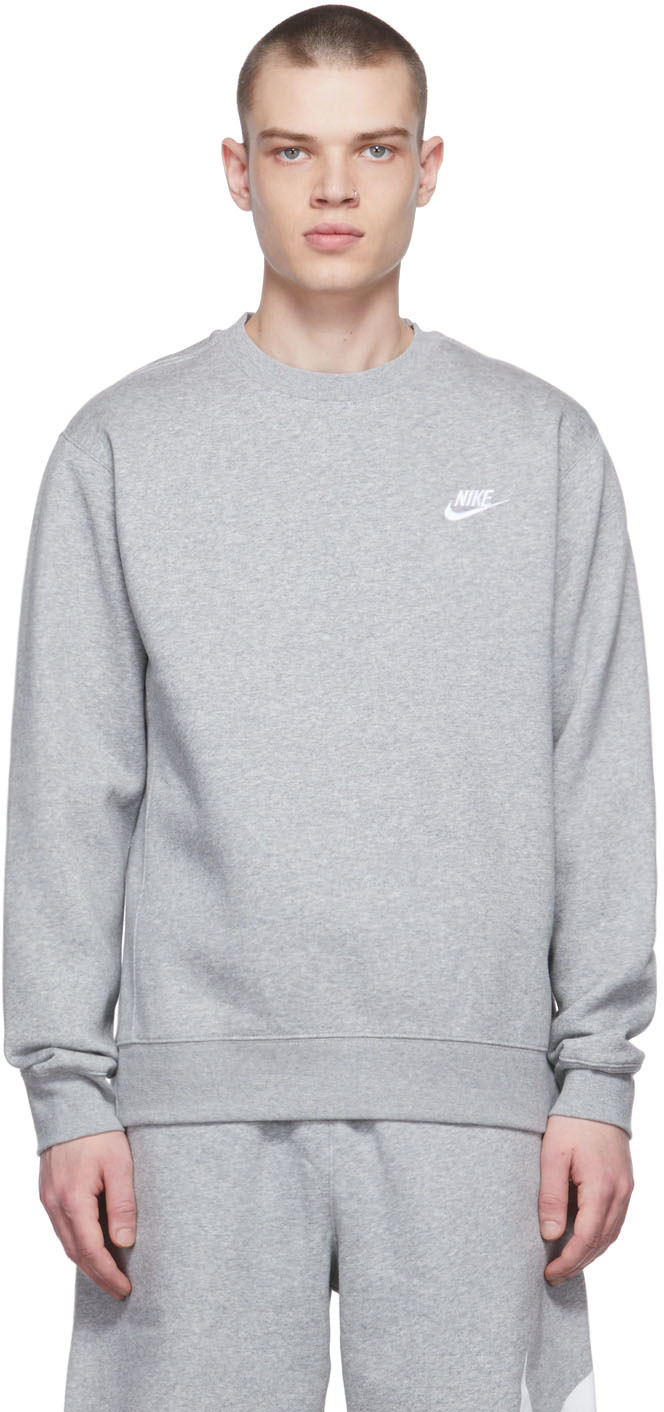 Nike Grey Fleece Sportswear Club Crewneck Sweatshirt