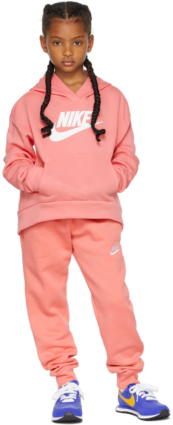 Nike Kids Pink Sportswear Club Fleece Lounge Pants In Pink Salt/white