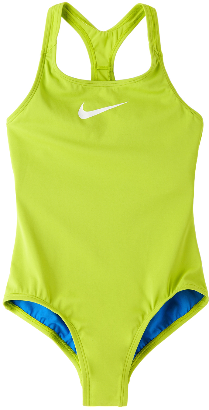 Nike Kids Green Racer Back One-piece Swimsuit In 312 Atomic Green
