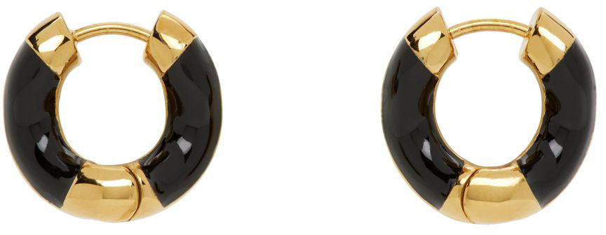 Charlotte Chesnais Ssense Exclusive Gold & Black Small Wave Earrings