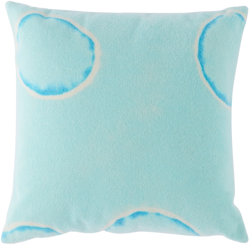 The Elder Statesman Blue Molecule Square Pillow In Ivory / Blue C195