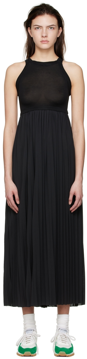 Black Polyester Midi Dress