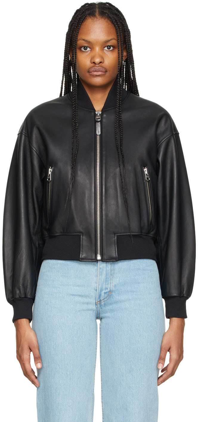 mackage black leather jacket