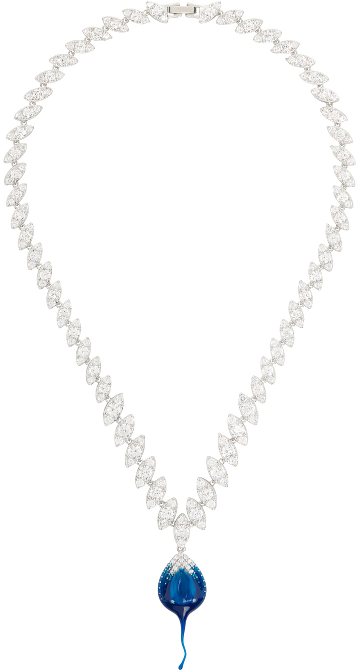 OTTOLINGER BLUE & SILVER DIAMOND DIP NECKLACE