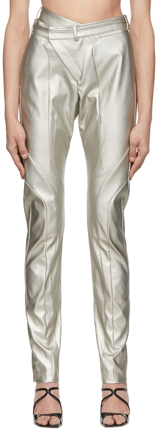 Silver Polyester Trousers