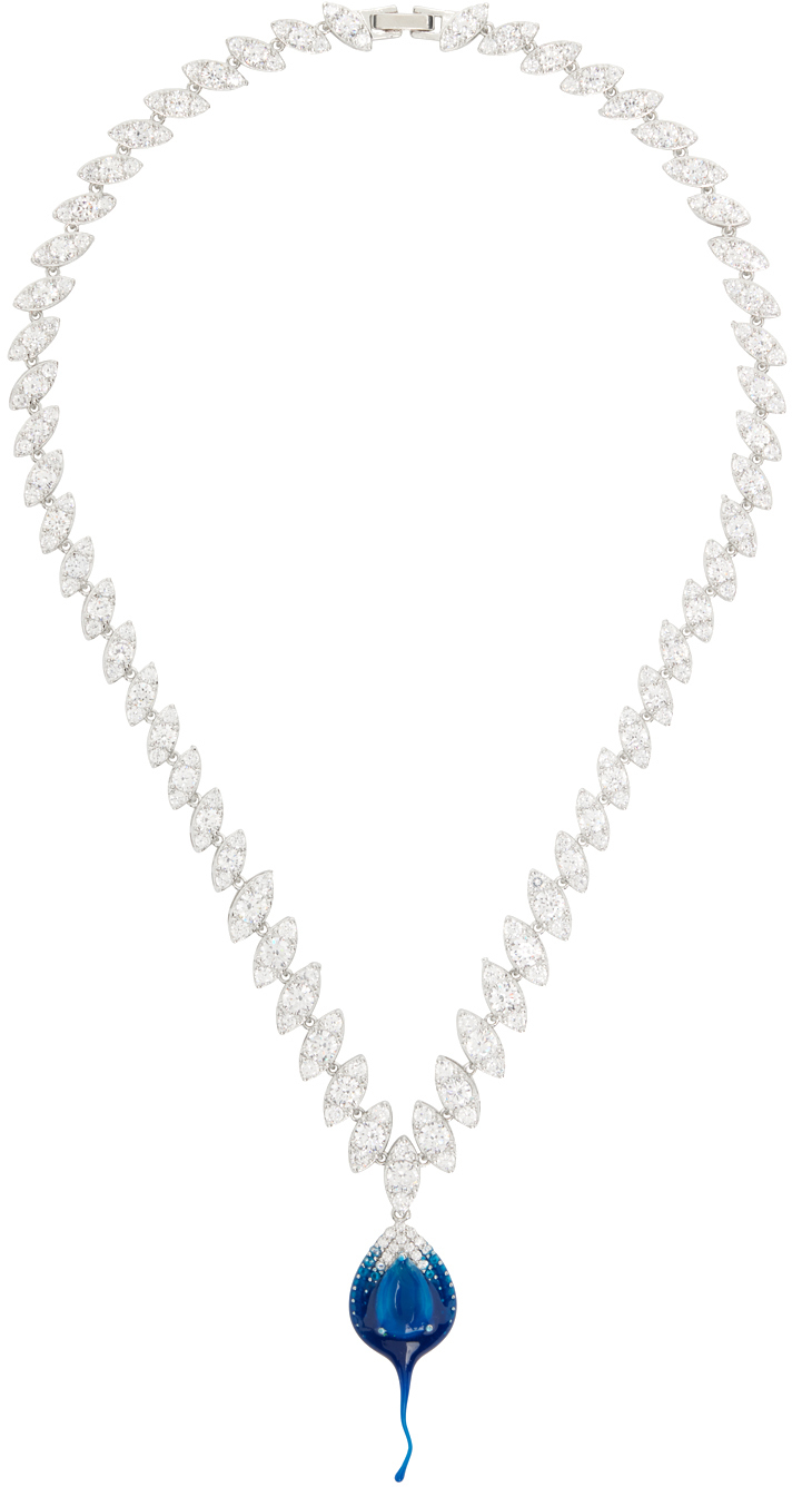 Ottolinger: Blue & Silver Diamond Dip Necklace | SSENSE