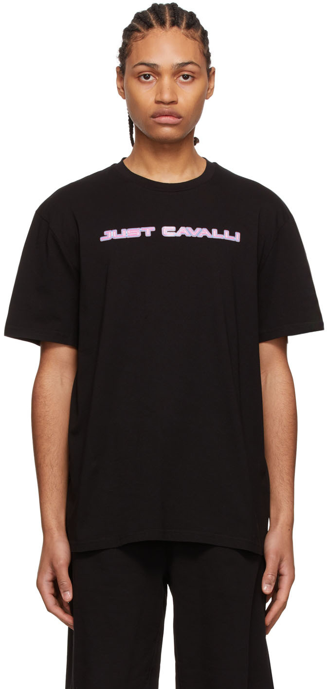 Just Cavalli Black Cotton T-Shirt
