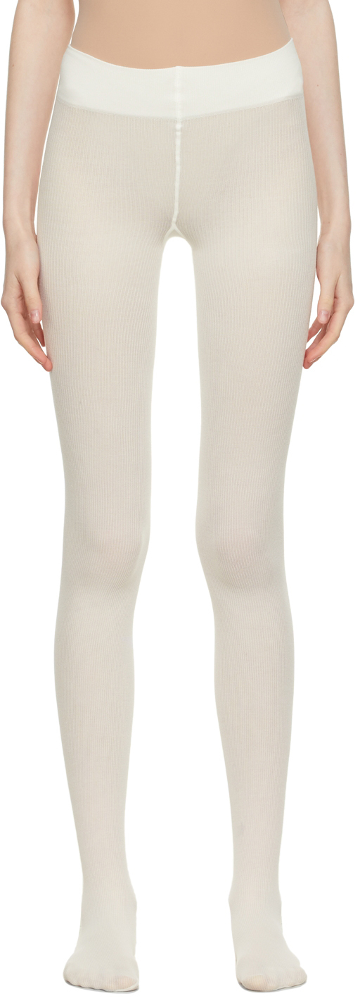 Wolford: Off-White Rib Knit Mary Tights | SSENSE Canada