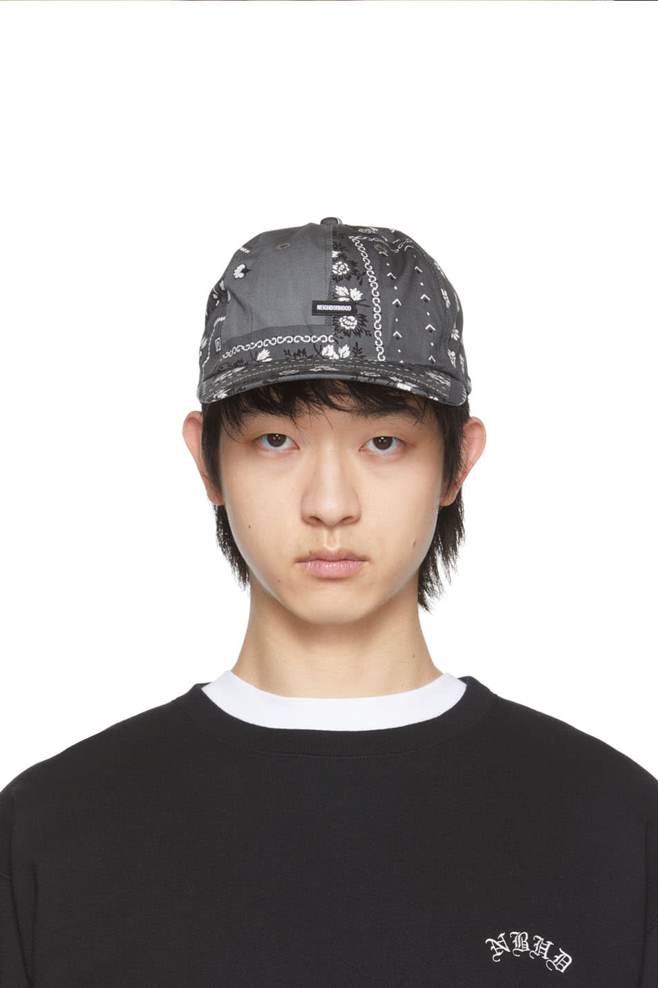 Neighborhood: Grey Bandana Chopped Cap | SSENSE